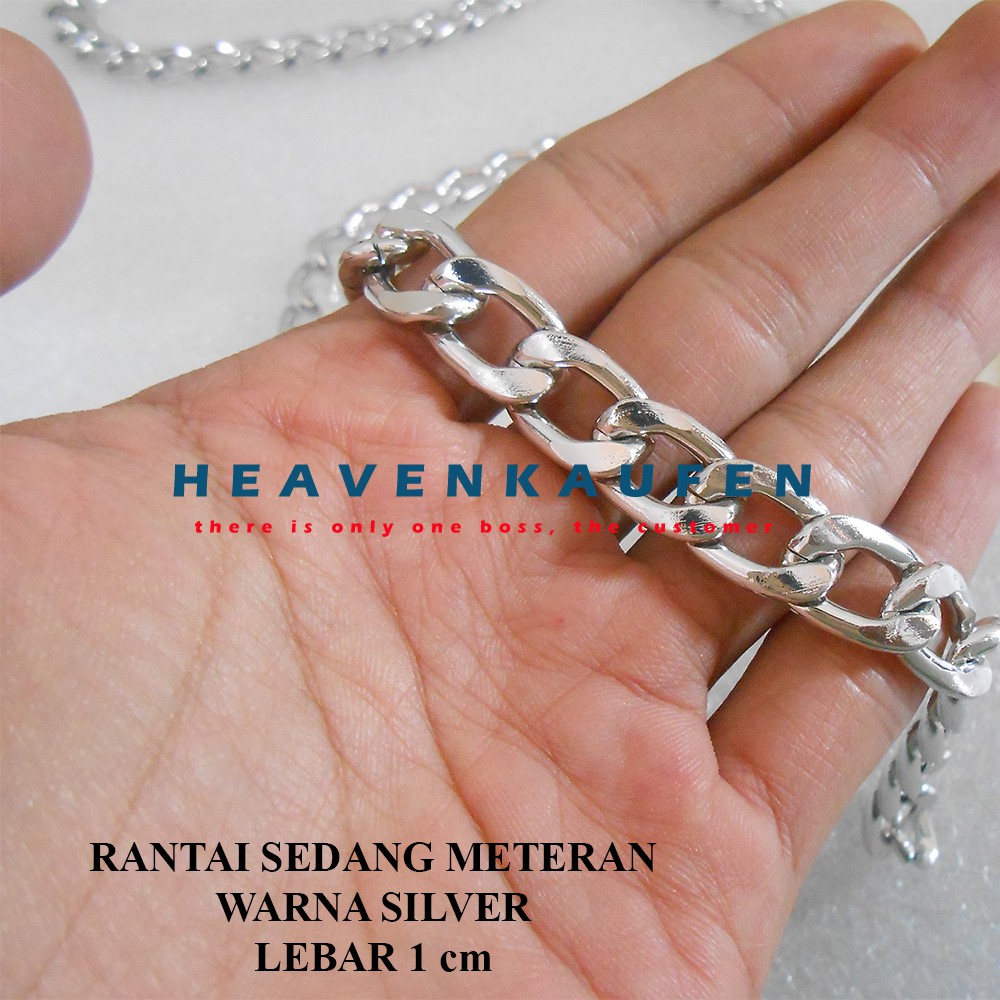 Rantai Lebar 1 cm Warna Silver Meteran