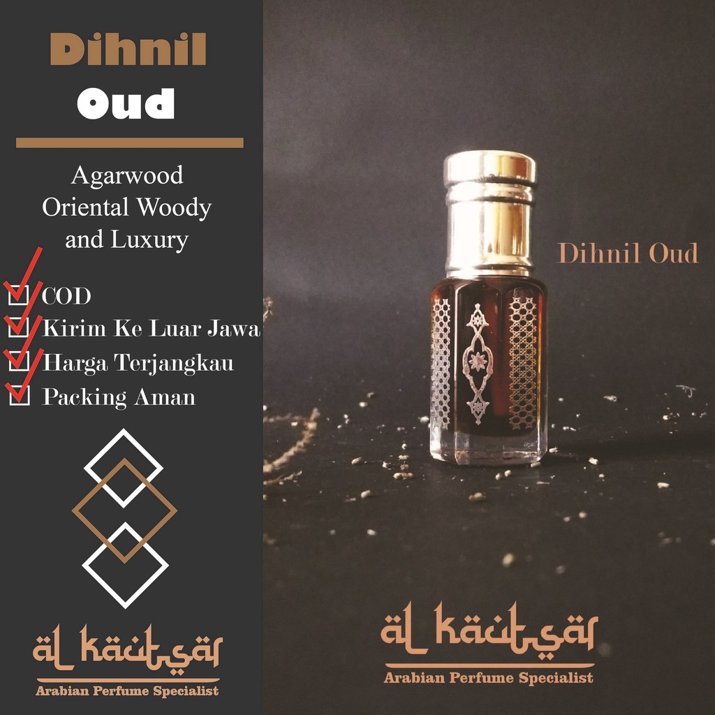 Minyak Wangi Non Alkohol Pria Gaharu / Dihnil Oud / Agarwood 100% Bibit Murni Original