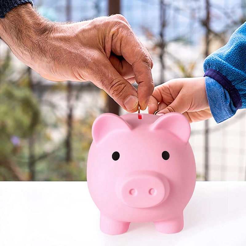 Large Piggy Bank, Unbreakable Plastic Money Bank, Coin Bank for Girls and Boys, Practical Gifts for Birthday(Pink)