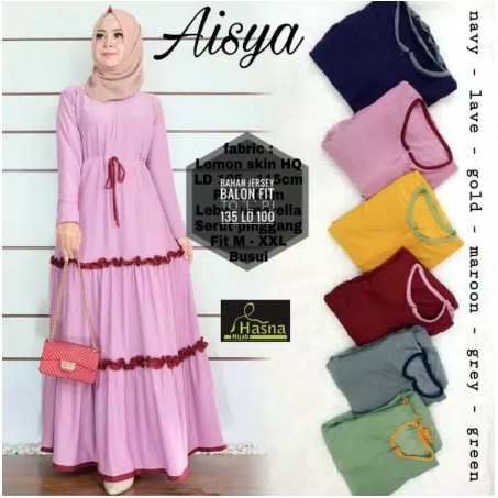 Gamis Aisya Jersey Tempel Renda