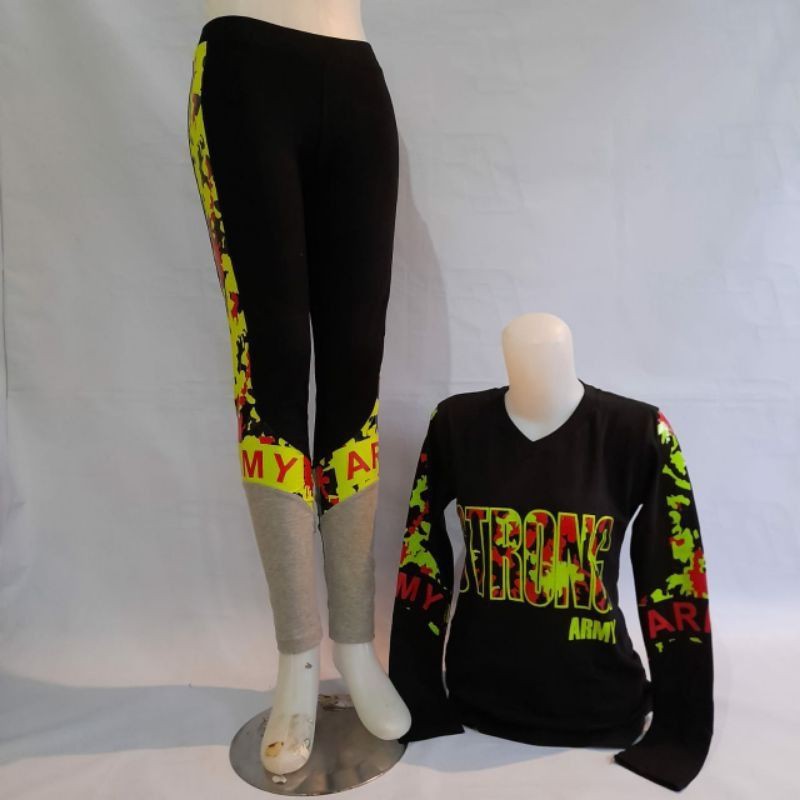 set strong army / baju senam aerobic