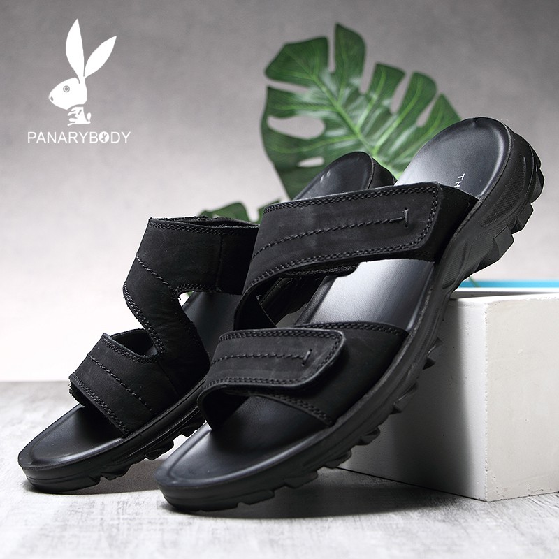 Sandal Kulit Pria Kasual Slippers Bahan Original Santai Antislip Sandal Slide Casual Trend 2021