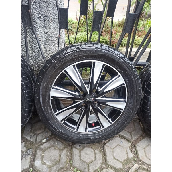 4 Velg R15 PCD 100+Ban 185/55 80% brio calya sigra agya ayla vios jazz yaris karimun splash swift sirion mobilio civic