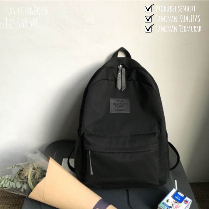 Tas Ransel Pria - Tas Sekolah Kuliah Kerja Remaja Dewasa Model Fashion Korea Stylish Backpack Punggung Bahu Kualitas Premium Import Lokal Original Terbaru Murah Kekinian Besar Bagus Lucu Unisec Perempuan Wanita Cewek Cowok