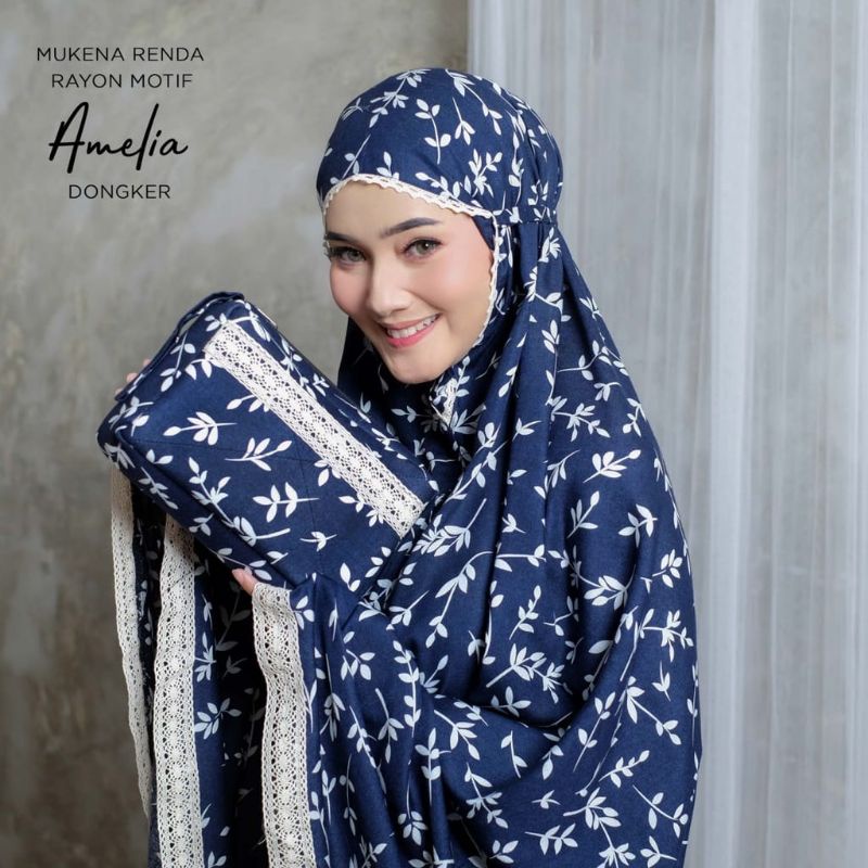 Mukena Amelia | Mukena Renda Motif | Mukena Travel | Mukena Rayon | Free Bag