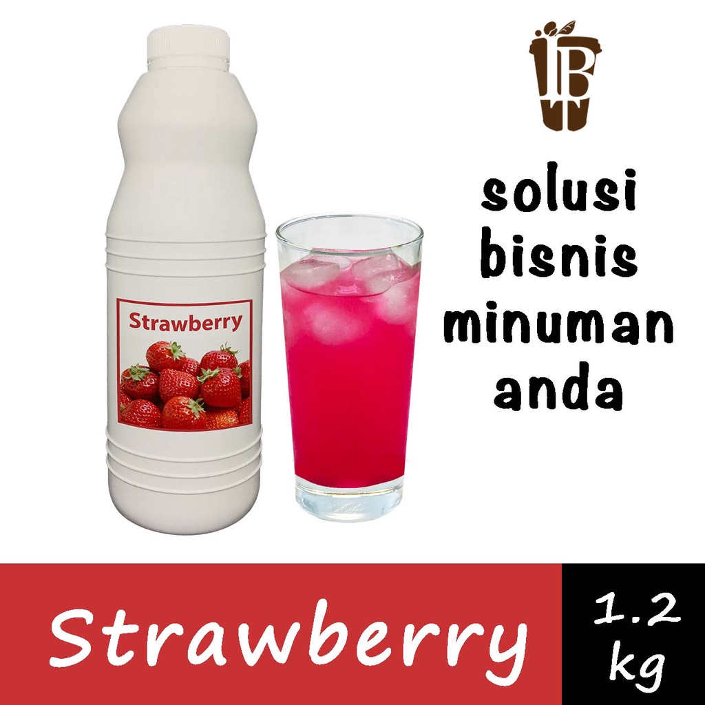 

Sirup Jus Konsentrat Buah Stroberi. Strawberry Fruit Juice Syrup.