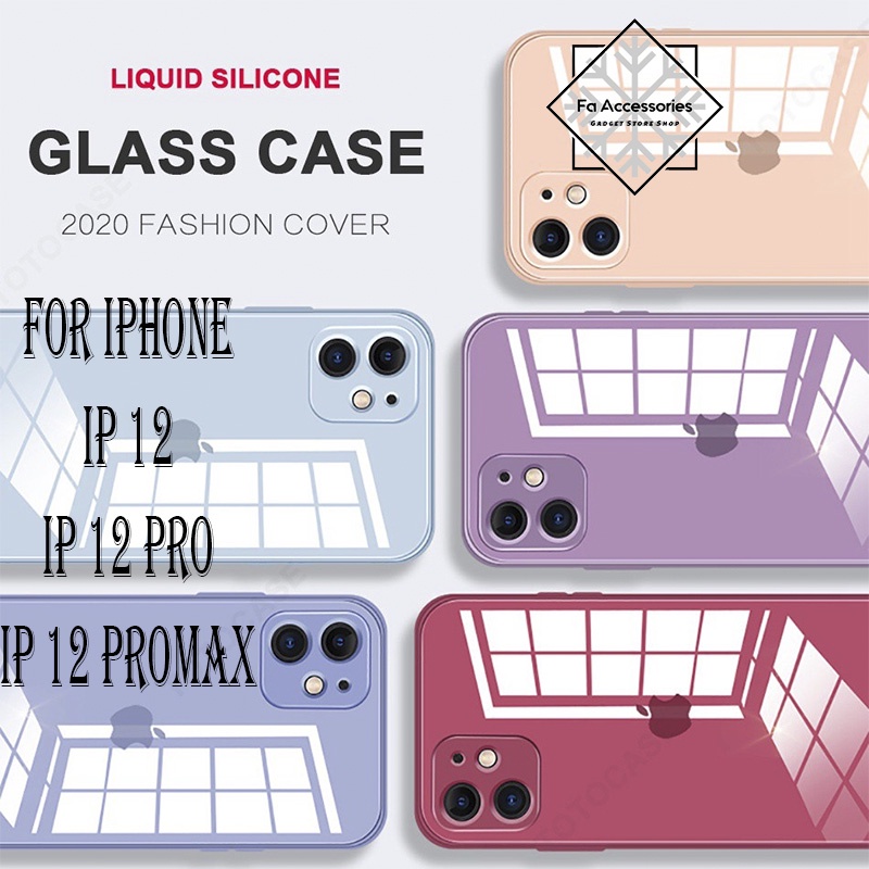 FA SOFT CASE CASING SILICONE FOR IPHONE 12 12PRO 12PROMAX PRO MAX SOFTCASE WITH LOGO TEMPERED GLASS