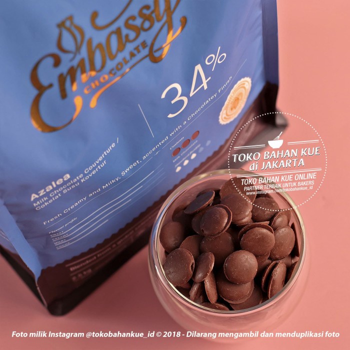 

EMBASSY CHOCOLATE - AZALEA 34% 1KG MILK COUVERTURE COKLAT SUSU TULIP