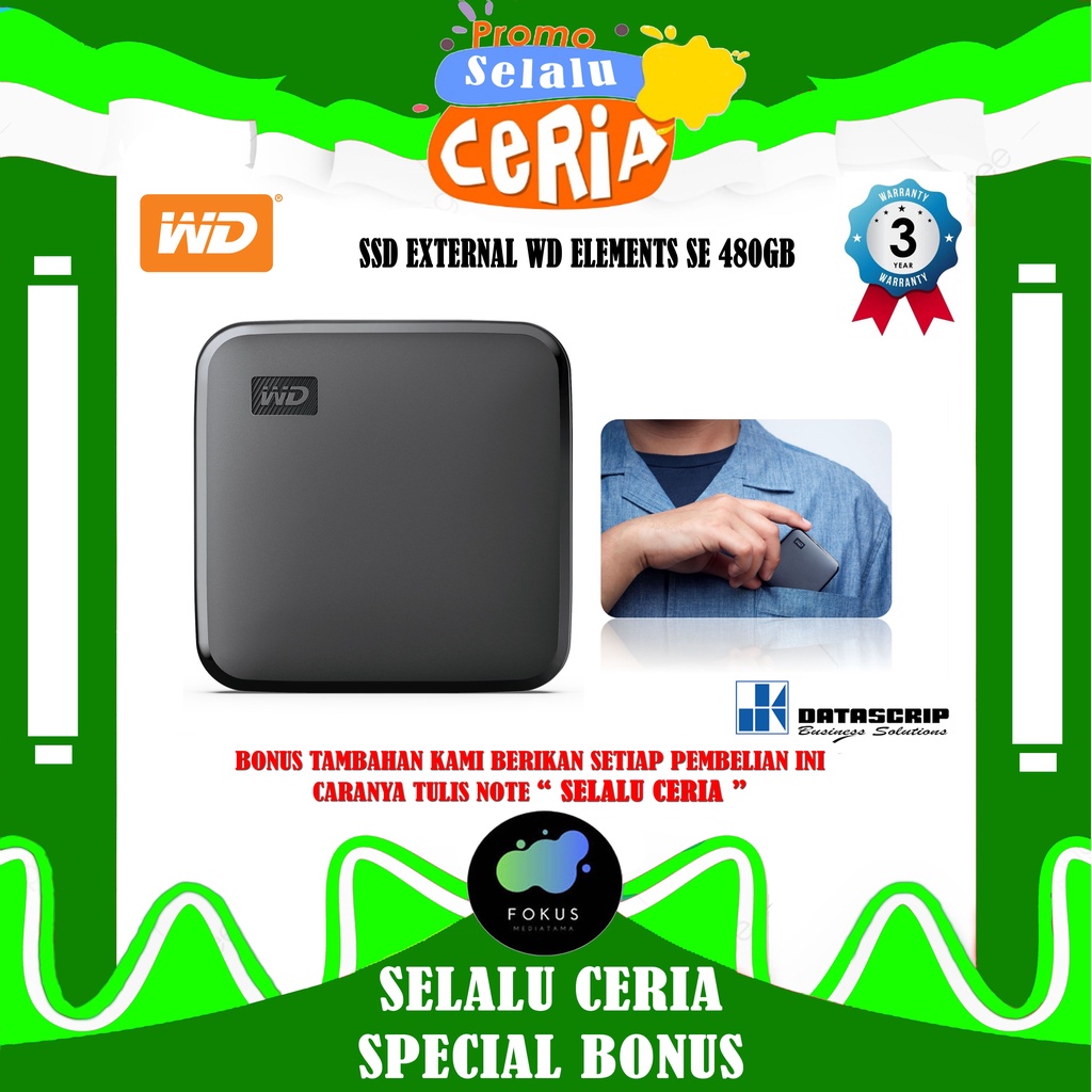 SSD External WD Elements SE 480GB Element Portable Eksternal USB 3.0