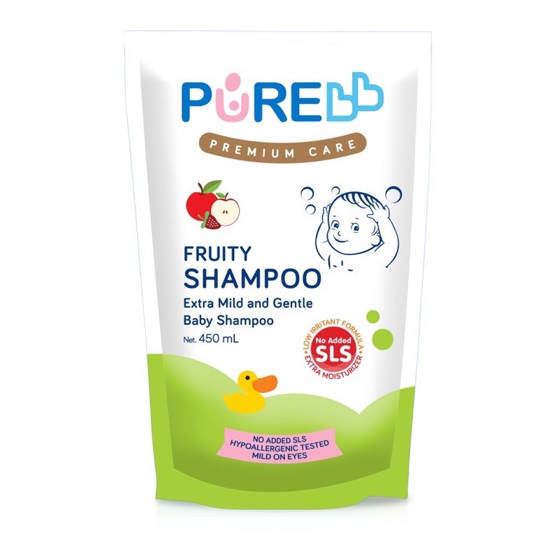 PURE BB Baby Shampoo REFILL 450ml Freshy / Fruity - Shampo Bayi Premium 450 ml - FREE BUBBLE WRAP