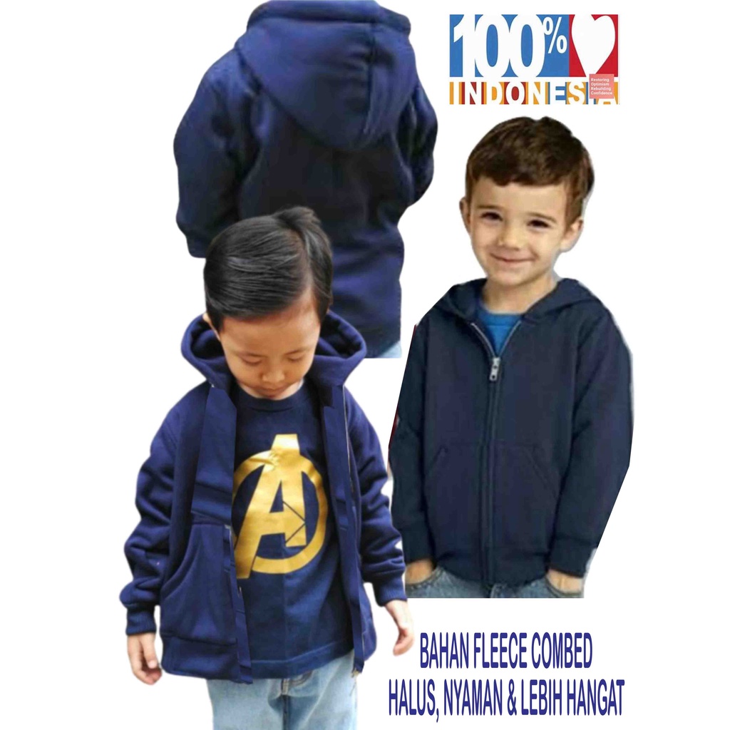 Jaket Anak Laki Laki Umur 6Bulan Sampai Umur 6Tahun Bahan Fleece Warna Basic Polos Tebal