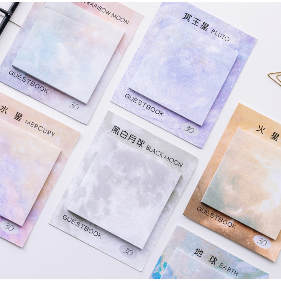 Sticky Note Lucu Post It Note Memo Kertas Tempel Note Tempel Sticky Notes Transparan Galaxy Gradient Gradasi Planet Scrapbook Jurnal Label Index Catatan Sekolah Kantor Office Deco Cute Lucu Imut-8