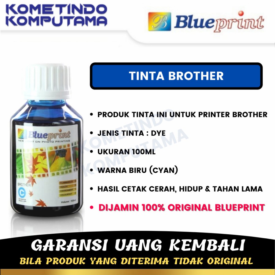 BIRU Tinta Brother BLUEPRINT Refill for Printer Brother 100ml Cyan - Biru