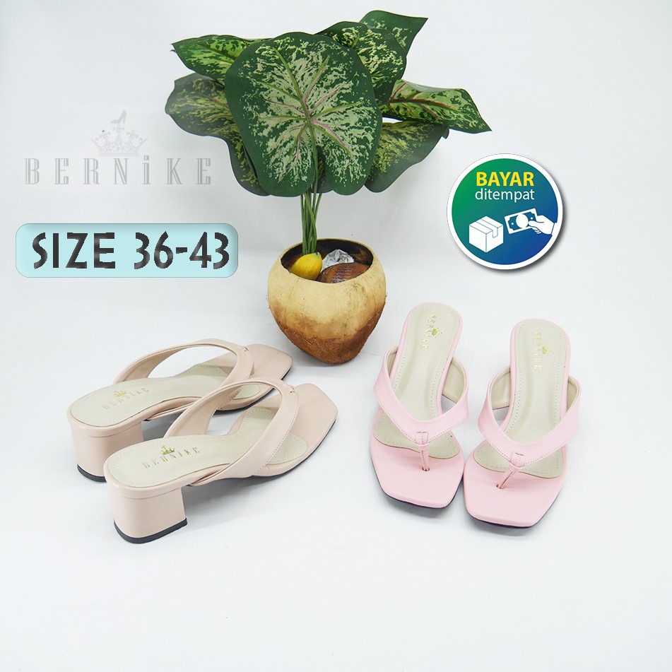 Bernike Shoes - Claudia Sepatu Sandal Wanita Jepit Hak Tahu 5 cm 36-43