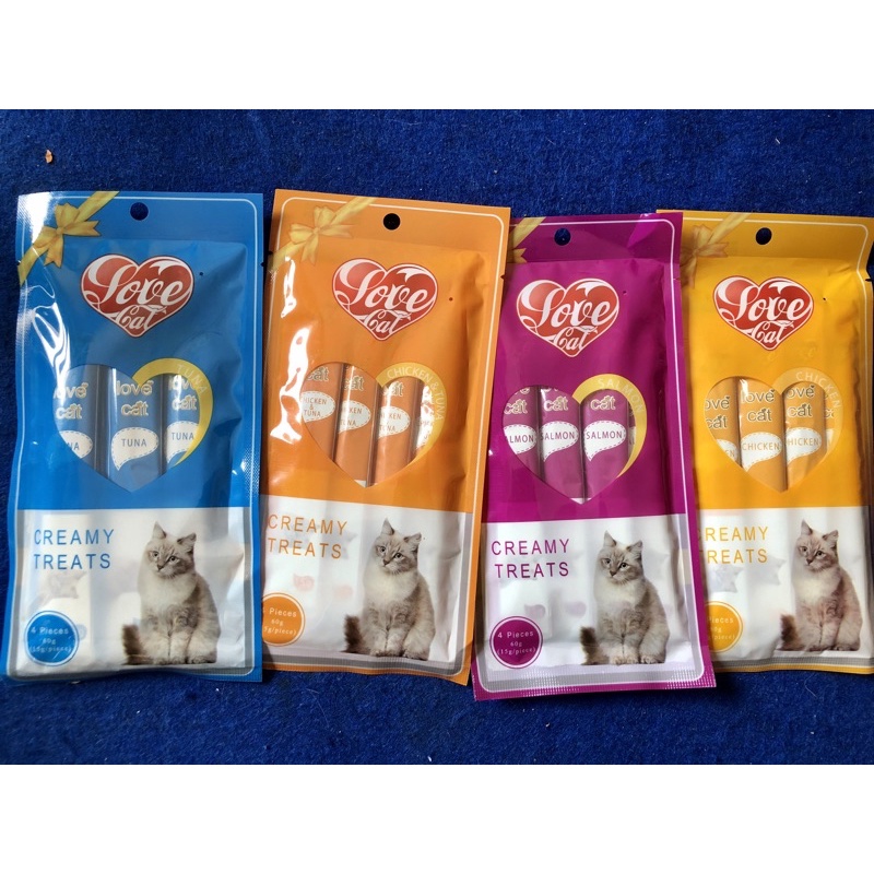 LOVE CAT Creamy Treats Snack Kucing 1 pak isi 4 sachet