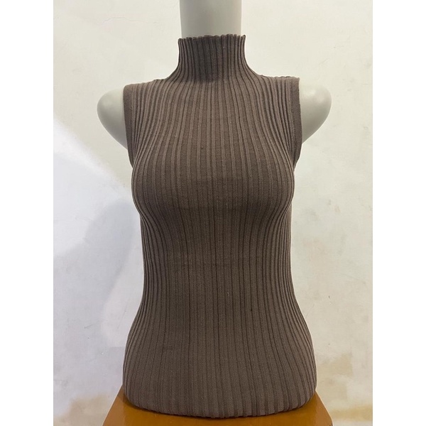 LIDYA TURTLENECK KNIT TANKTOP WANITA TERBARU-Burgundy