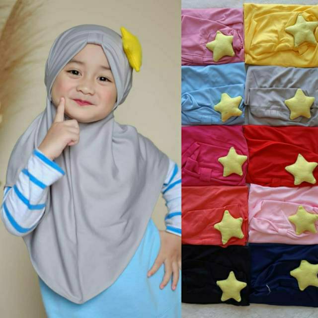 15 Hijab Anak Bintang | All size 1 - 3 Tahun | Jilbab Turban Bando Muslimah Nissa Nisa Sabyan Jersey