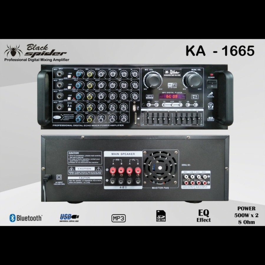 POWER AMPLI BLACKSPIDER KA1665 AMPLI BLACK SPIDER KA 1665 ORIGINAL GARANSI RESMI