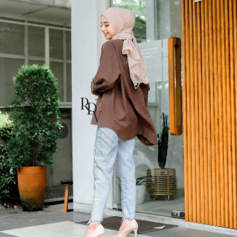 ABBEY SHIRT KEMEJA LINEN OVERSIZE WANITA BASIC DAILY