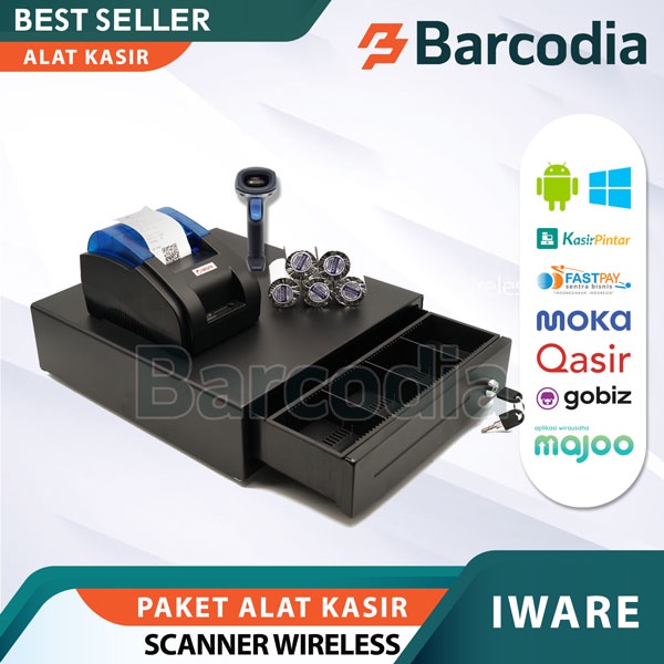 PAKET KASIR ANDROID BLUETOOTH (CASH DRAWER+PRINTER+SCANNER+KERTAS)