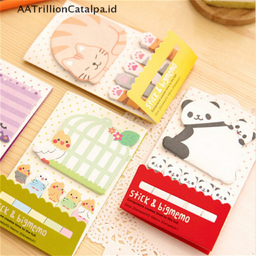 (AATrillionCatalpa) Sticky Note / Memo / Pembatas Buku Motif Kartun Panda / Kucing Lucu