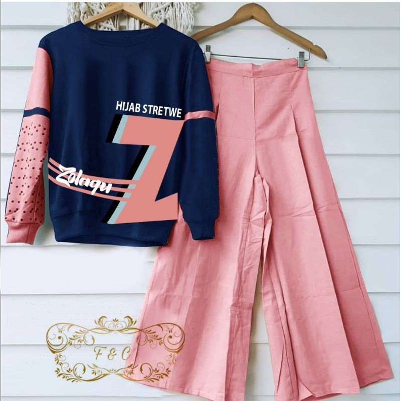 SET SRETWE FASHION PAKAIAN WANITA SETELAN ATASAN DAN CELANA KULOT BAHAN BABYTERRY FEHM