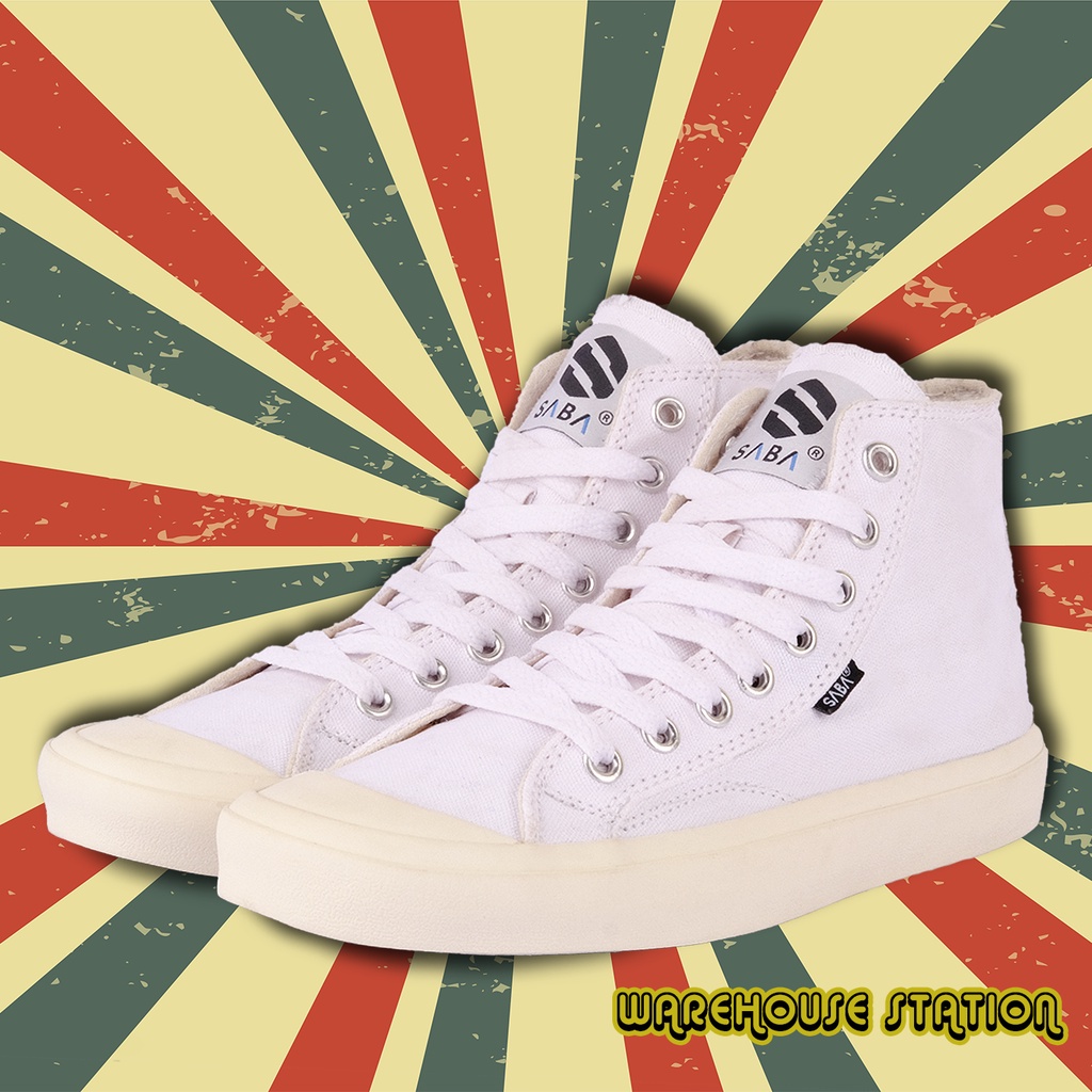 SABA Basic High Off White - Sepatu Sneakers Casual Pria Wanita