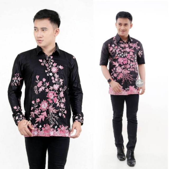Kemeja Batik Pria Lengan Panjang Cibulan Pink