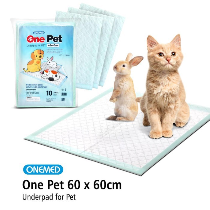 Underpad Onepet onemed 60 x 60 isi 10 Alas perlak anjing kucing kelinci