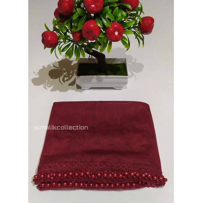 slayer pengantin / hijab pengantin / veil pengantin / selendang pengantin-maroon