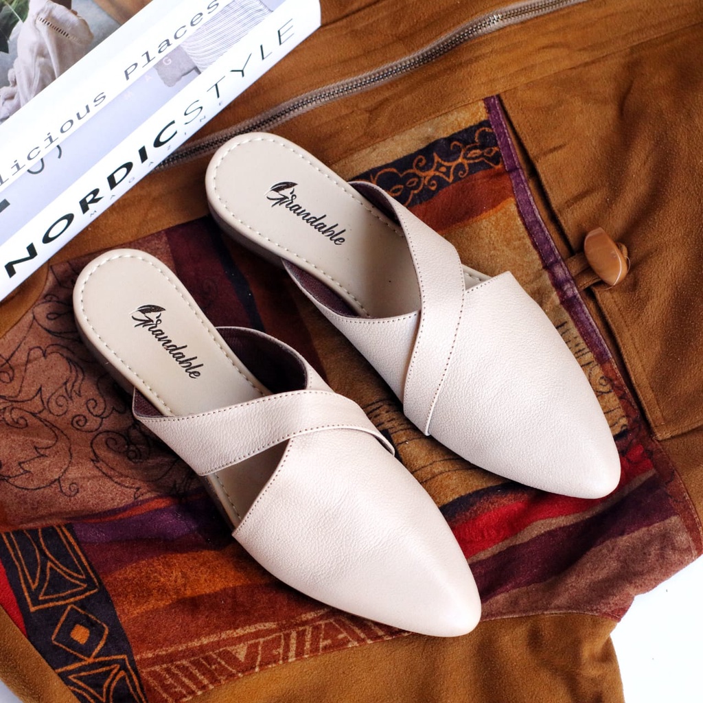 ISABEL Sepatu Flat Wanita Sepatu Slip On Wanita FlatShoes Slop Kulit Asli Sepatu Kerja Cewe/Cewek Seoatu Kasual Wanita Kuliah Gaya Santai Keren Terlaris