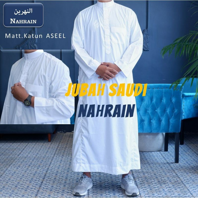 GAMIS JUBAH SAUDI KAIN KATUN PREMIUM ( MIRIP KATUN AL  ASEEL) MERK NAHRAIN