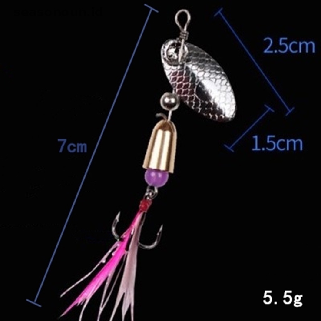 (seasonoun) Umpan Pancing Spinner Sequin Dengan Bulu