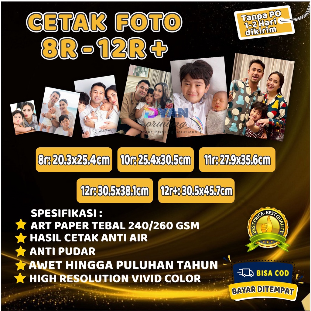 CETAK FOTO UKURAN 8R SAMPAI 12R+ ANTI LUNTUR,AWET ,BISA COD/BAYAR DITEMPAT