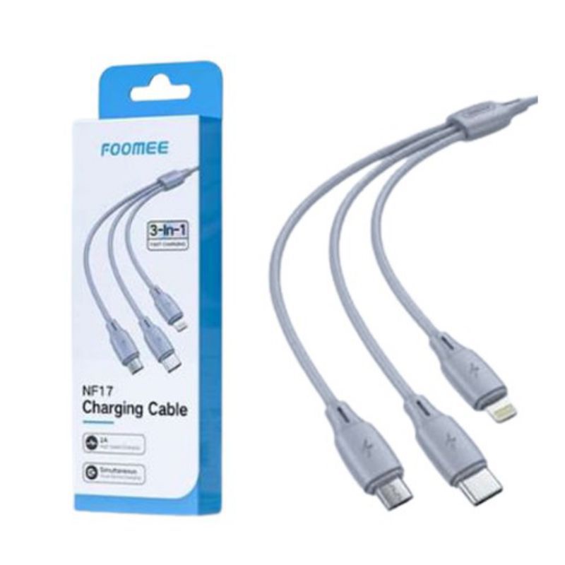 KABEL DATA CHARGER 3IN1 FOOMEE NF17 ORIGINAL FAST CHARGING