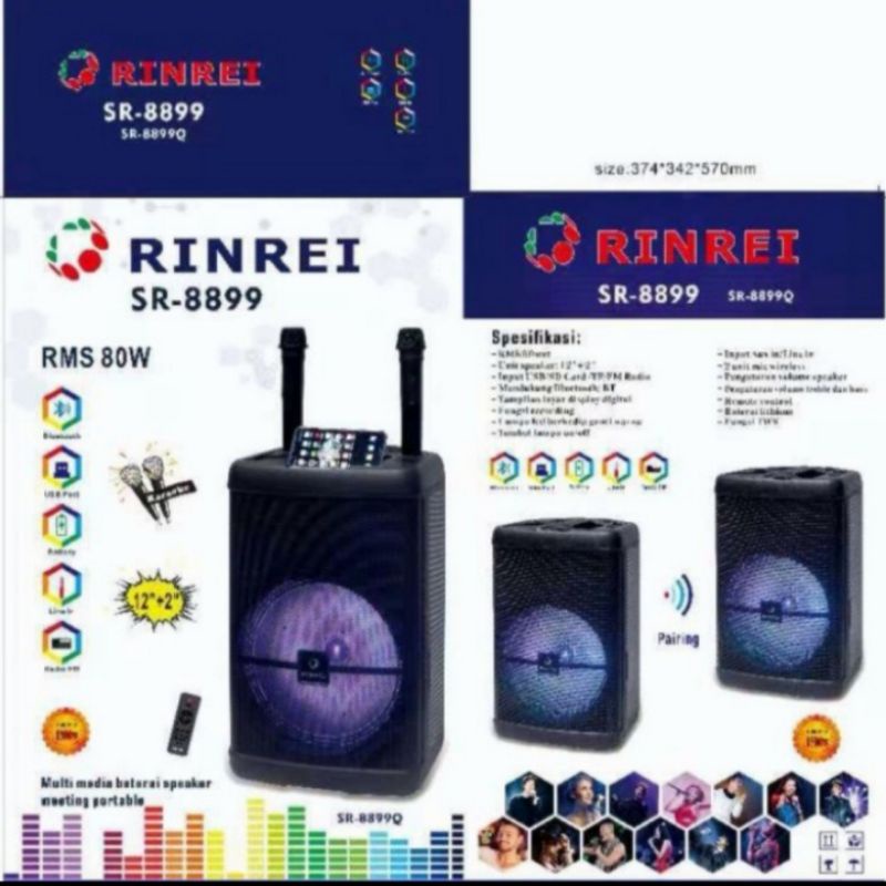 SPEAKER BLUETOOTH 12 INCH PORTABEL RINREI 8899Q model Gmc