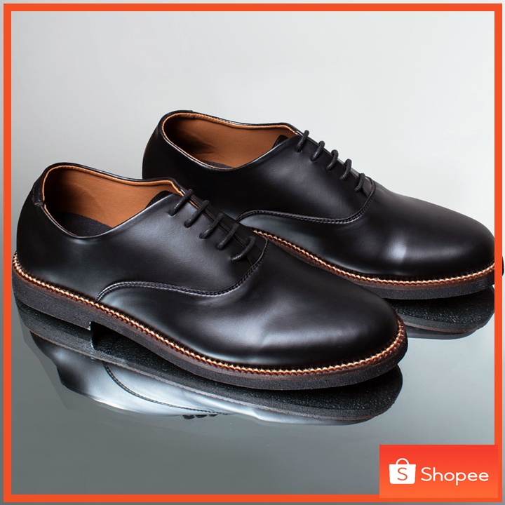 Sepatu Pantofel Pria Oxford Formal Kulit Casual Sepatu Pantofel Hitam Pria Kerja Kantor Kuliah Pantopel Kasual Derby Original - Wirken Oxford