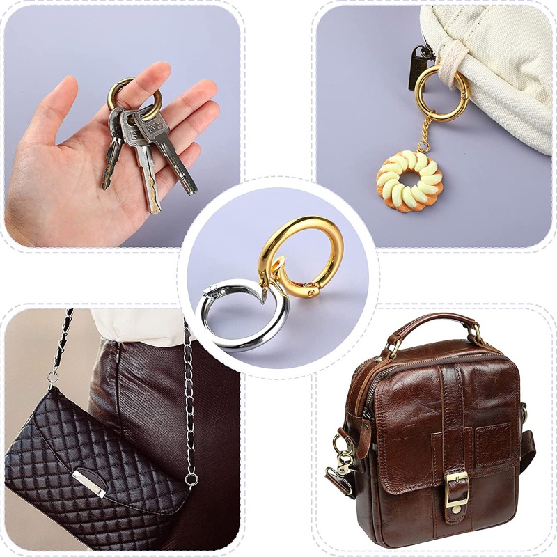 Siy 18Pcs Klip Kait Pegas Bulat 25mm Untuk Aksesoris Tas Handbagdompetgantungan Kunci DIY