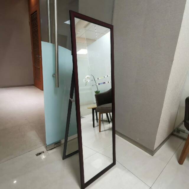 KACA CERMIN BESAR STANDING MIRROR DGN PENYANGGA FULL BODY BISA DIGANTUNG UK 127 X 40 HIGH GRADE