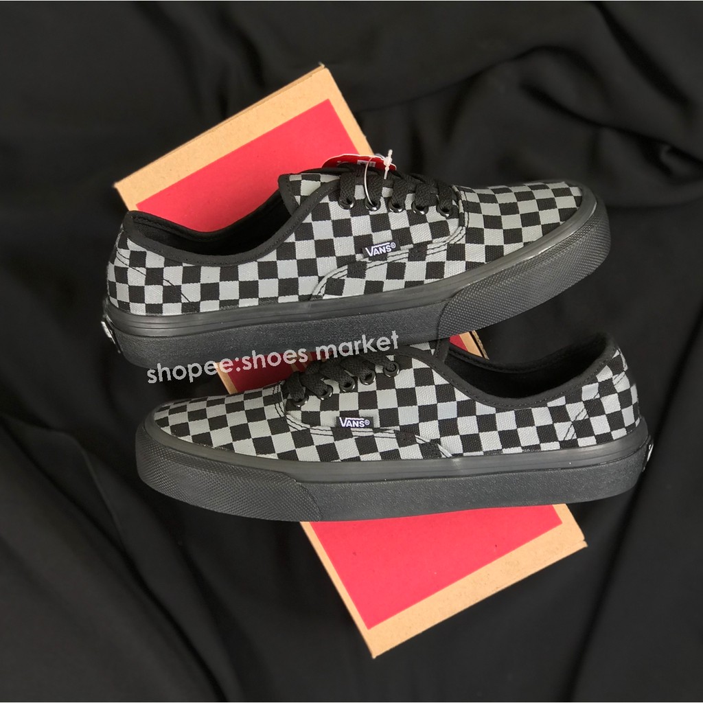 VANS AUTHENTIC CHECKERBOARD BLACK GREY SOL BLACK