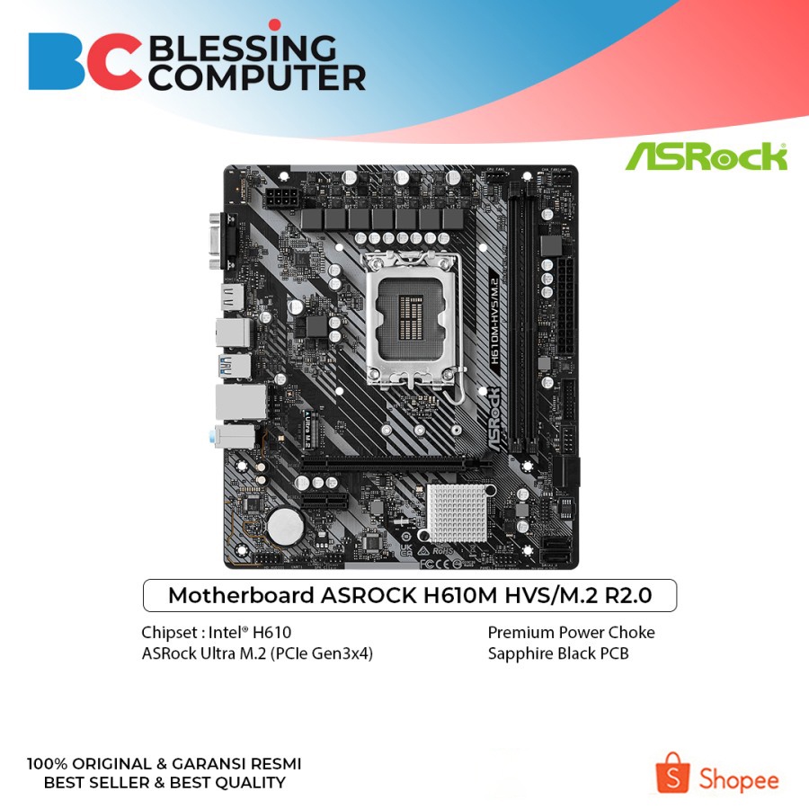Motherboard ASROCK H610M HVS/M.2 R2.0 90-MXBJJ0-A0UAYZ