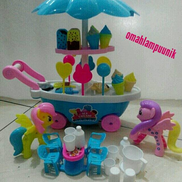 AJ Mainan bakul gerobak ice cream dengan little pony (sedang/medium)