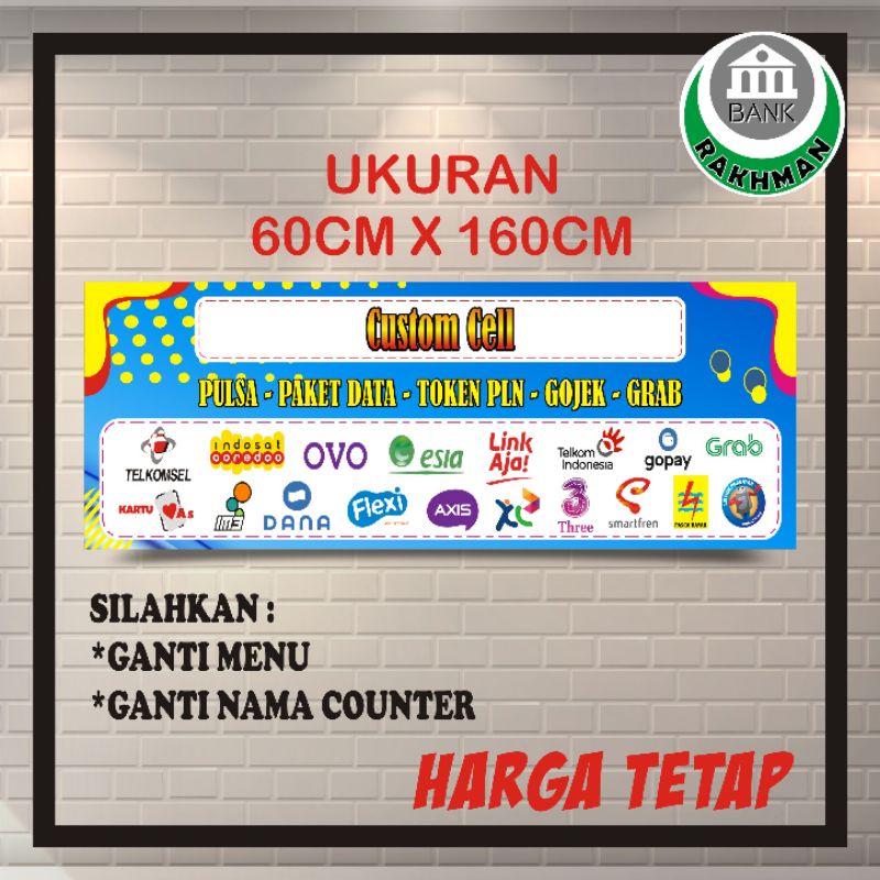 SPANDUK BANNER KONTER PPOB LOGO UKURAN 60CM X 160CM