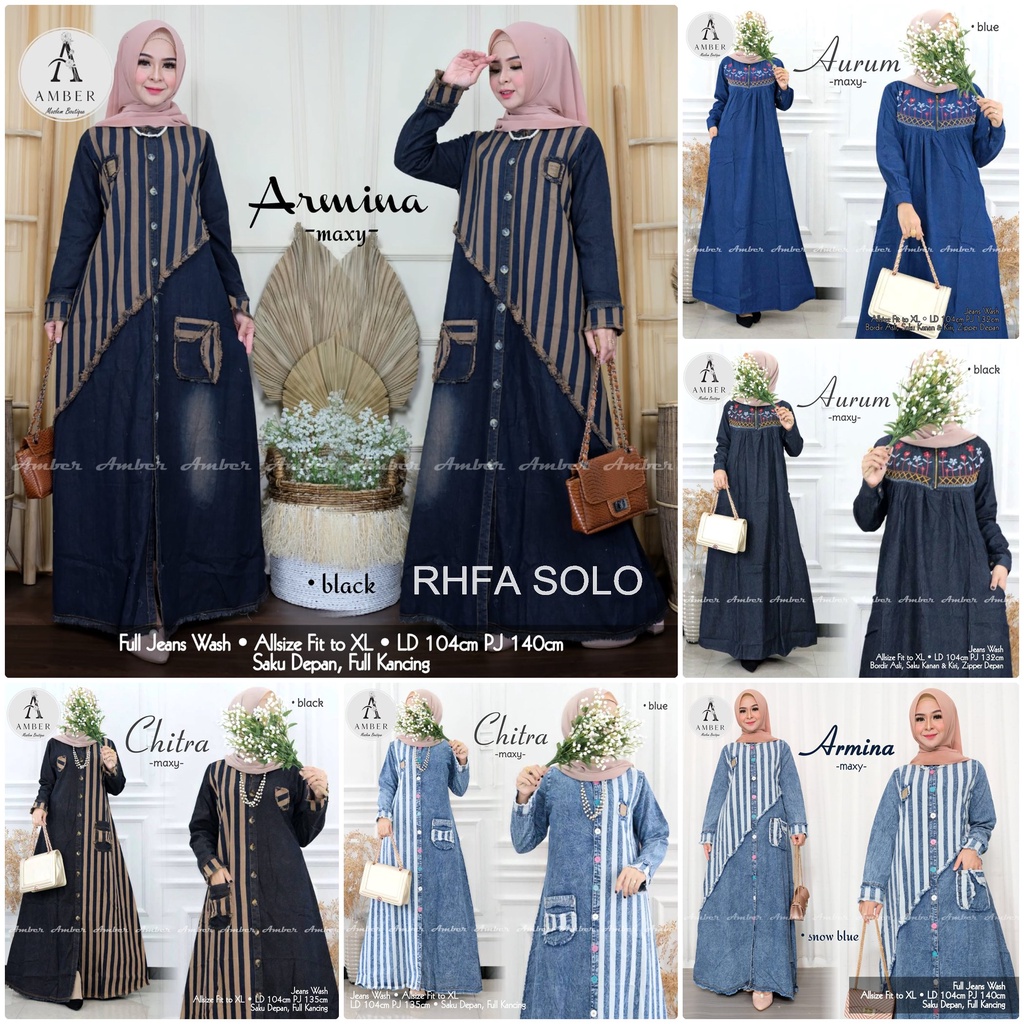 DRESS JEANS / 29.9 / ALANA LUVIA GIANIA PETRINA ORIGA NARAYA KALALO / LD 104 CM / PB 135 CM / ALL SIZE FIT XL / AMBER