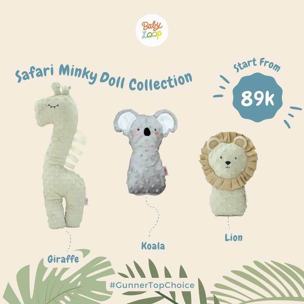 Baby Loop Minky Doll - Boneka BabyLoop Anak Bayi Balita Mink Toddler Soft Textured Cuddle Buddy Aksesoris Dekorasi Kamar Anak Lucu