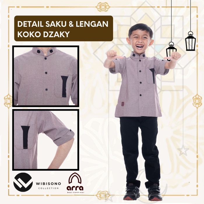 Baju Muslim Koko Anak Laki Laki YU19 Lengan Pendek Terbaru Umur 3 Sampai 12 Tahun Terbaru Original DZAKY