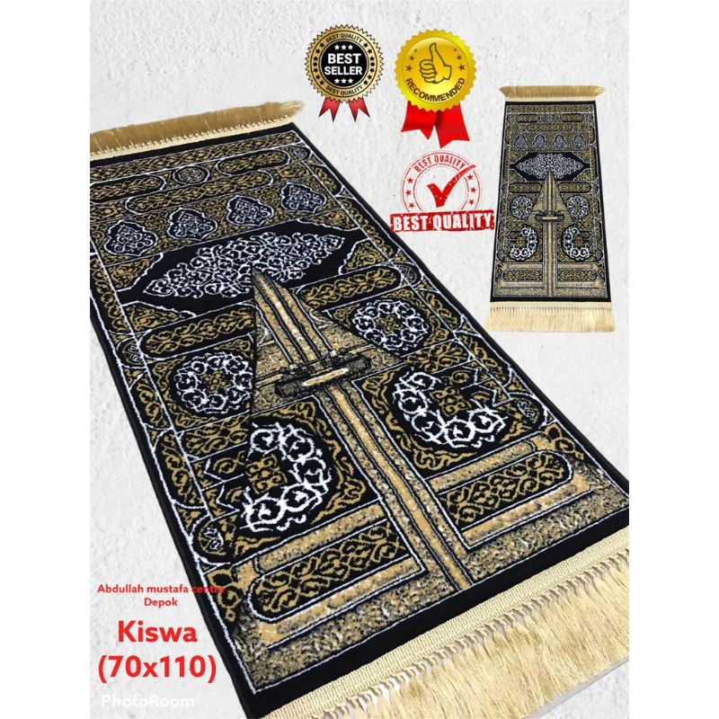 SAJADAH TURKY HITAM KISWAH TEBAL LEMBUT SAJADAH PREMIUM LIMITED EDITION SAJADAH DEWASA UKURAN 70×110 CM