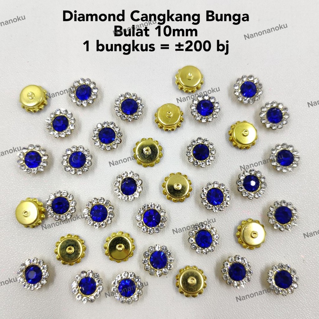 [±200 bj] Kristal Cangkang Bunga 10 mm Bulat Batu Diamond Permata Akrilik/Berlian Jahit