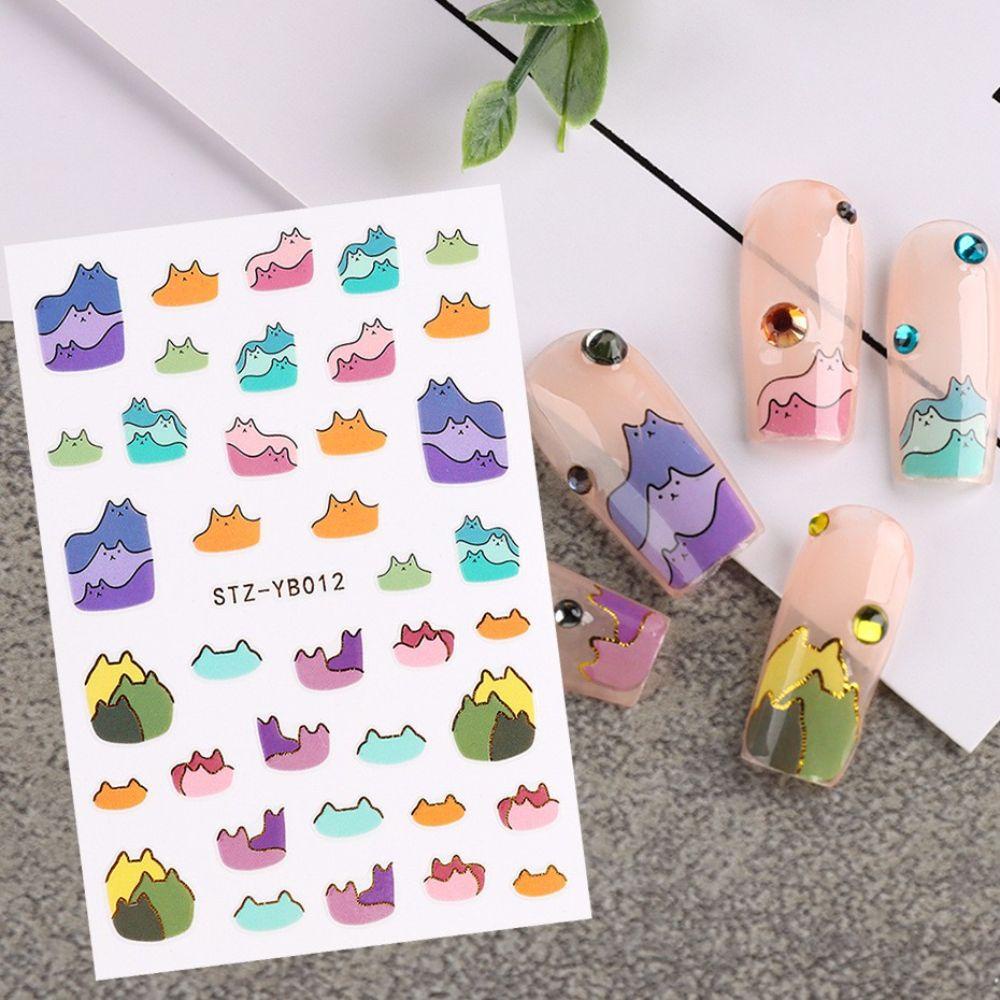 Mxbeauty 5pcs / Set Stiker Kuku Motif Kartun Ulat 3D Untuk Nail Art / Manicure DIY