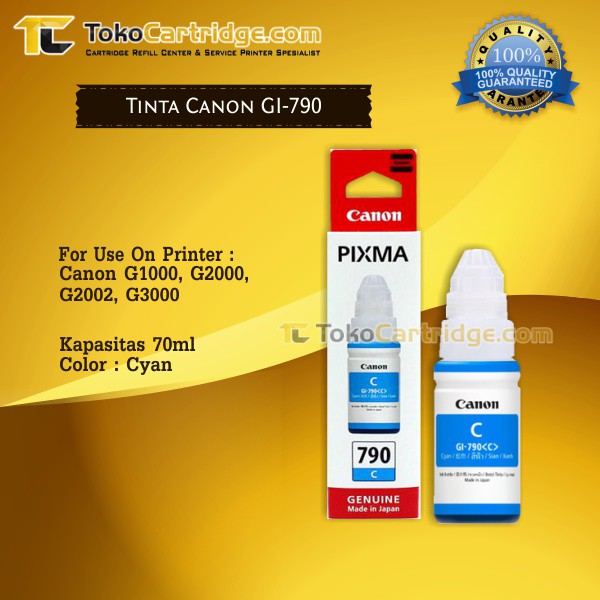 Tinta Canon Original GI-790 GI790 G 790 Cyan refill ink printer G1000 G2000 G3000 G1010 G2010 G3010